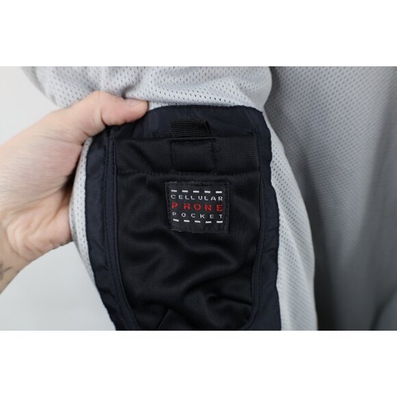 Vintage 90s Champion Mens Medium Spell Out Lined Windbreaker Bomber Jacket Black - Picture 15 of 16